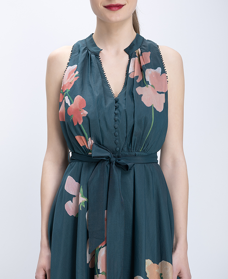 Phase Eight Γυναικείο Midi Φόρεμα Floral Με Δέσιμο Στη Μέση Regular Fit φωτογραφία