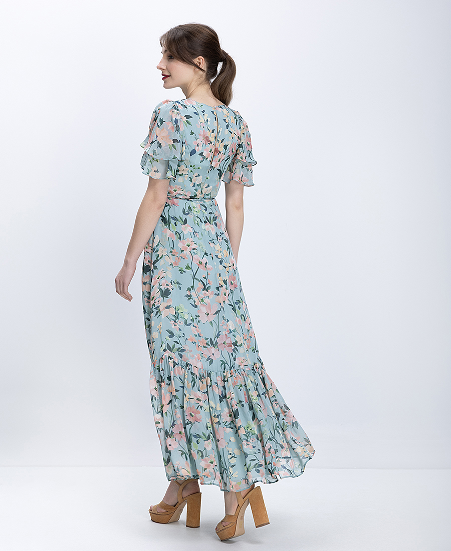 Phase Eight Γυναικείο Maxi Φόρεμα Floral Με Βολάν Στο Τελείωμα Regular Fit φωτογραφία