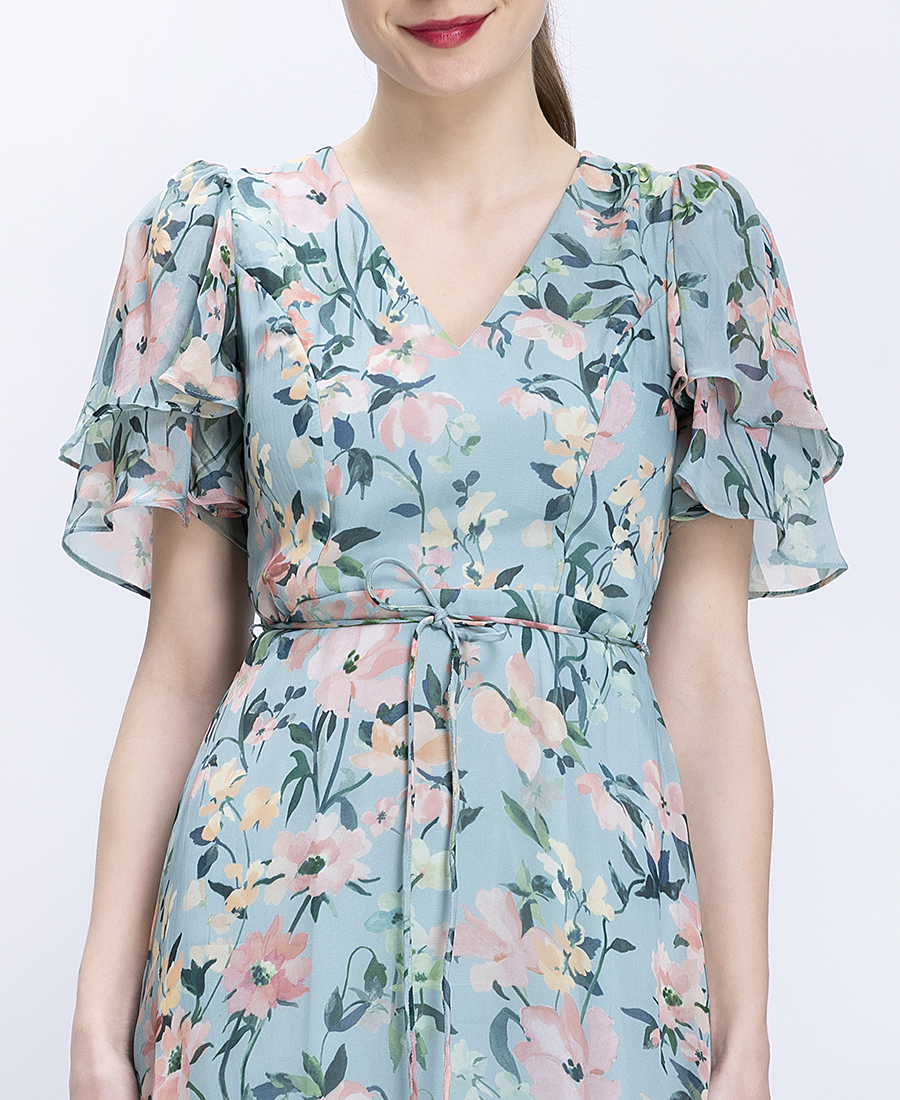 Phase Eight Γυναικείο Maxi Φόρεμα Floral Με Βολάν Στο Τελείωμα Regular Fit φωτογραφία