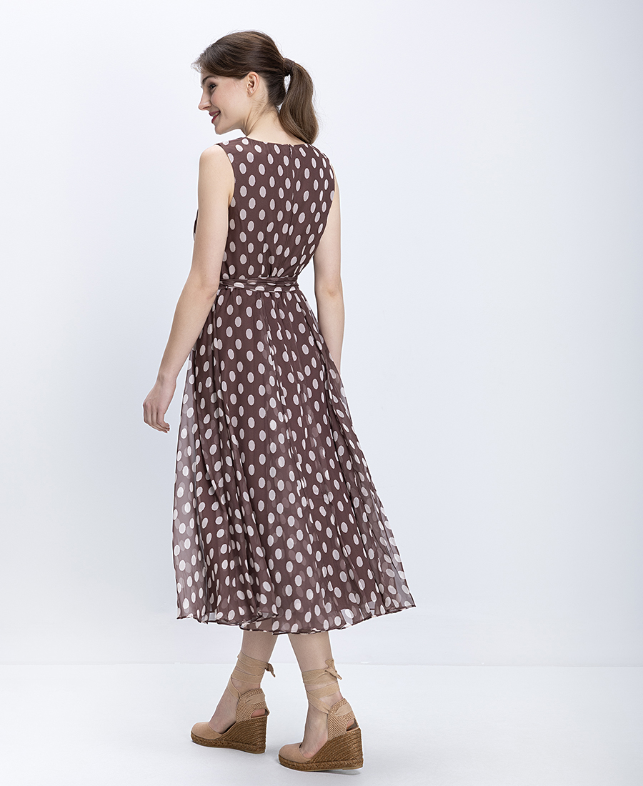 Phase Eight Γυναικείο Midi Φόρεμα Πουά Με Ζώνη Regular Fit φωτογραφία