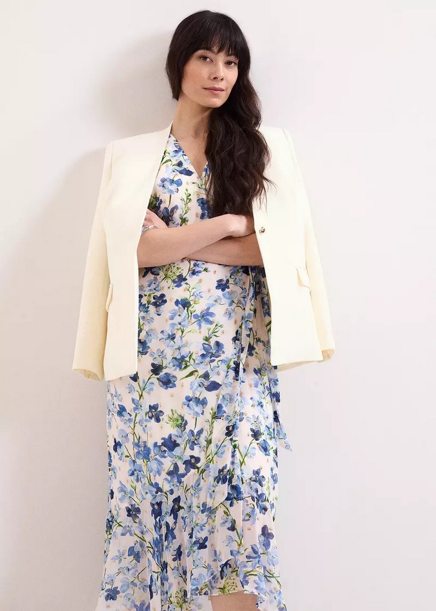Phase Eight Γυναικείο Φόρεμα Midi Regular Fit Με Wrap Effect Και Διακριτική Λάμψη φωτογραφία