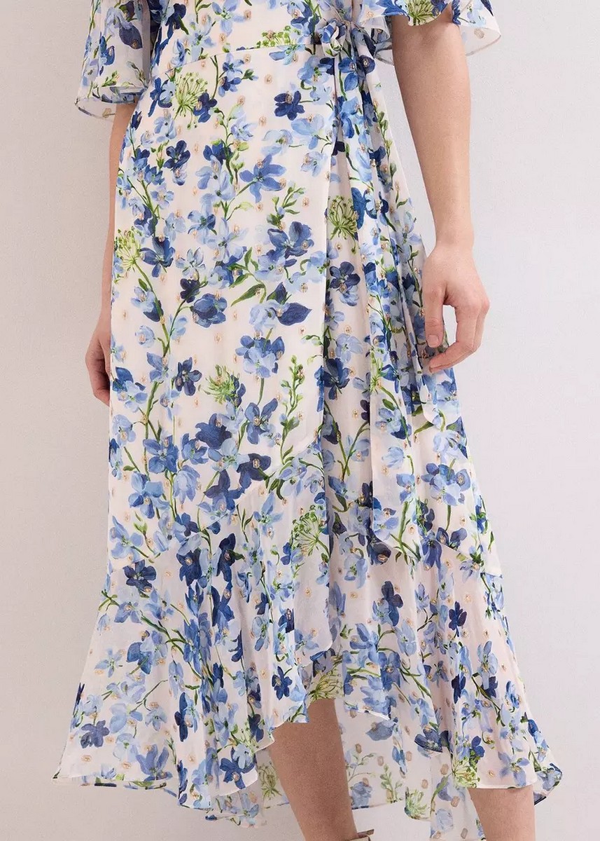 Phase Eight Γυναικείο Φόρεμα Midi Regular Fit Με Wrap Effect Και Διακριτική Λάμψη φωτογραφία