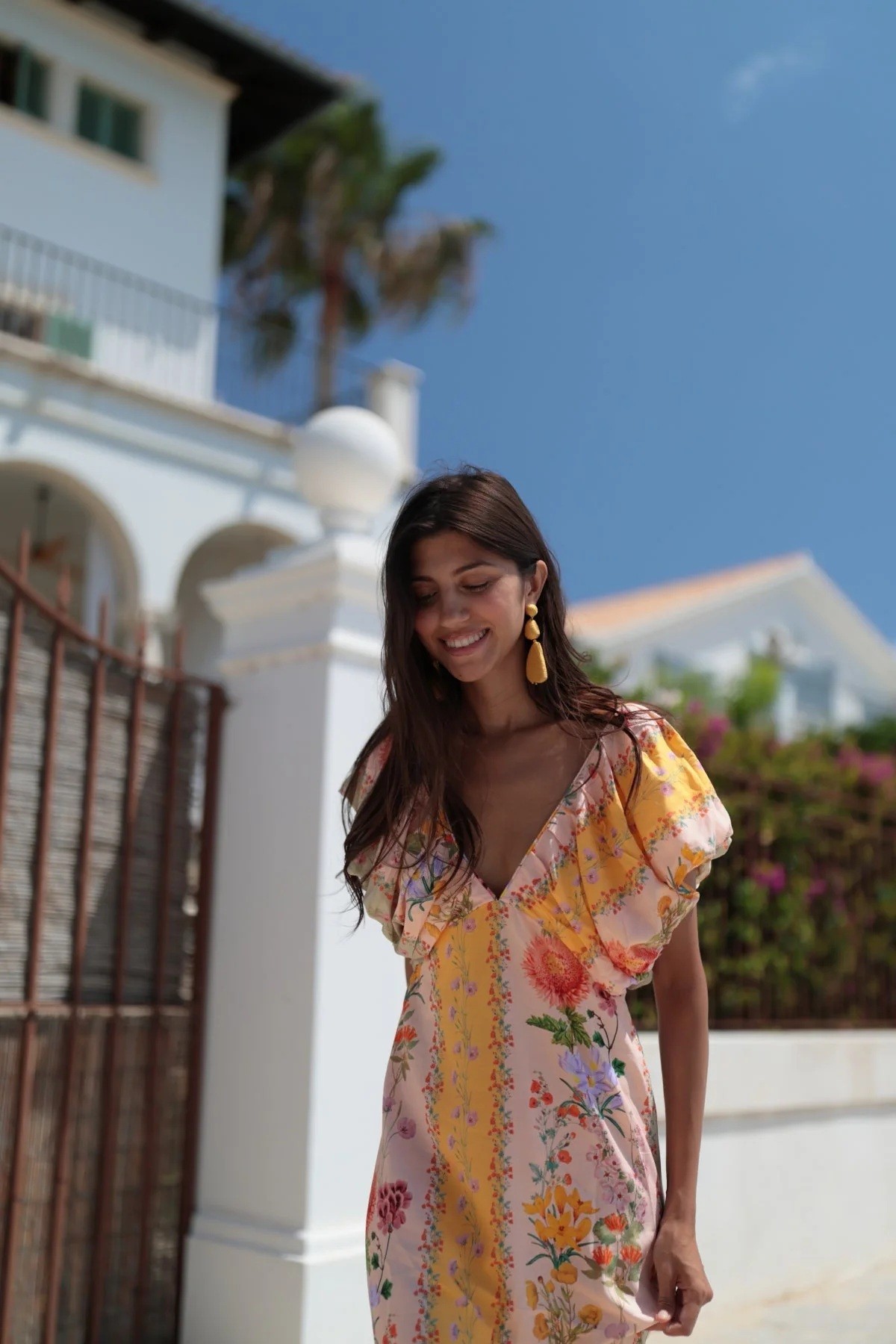 Luna Llena Luna Llena Γυναικείο Φόρεμα Midi Με Floral Print Και V Λαιμόκοψη - 4