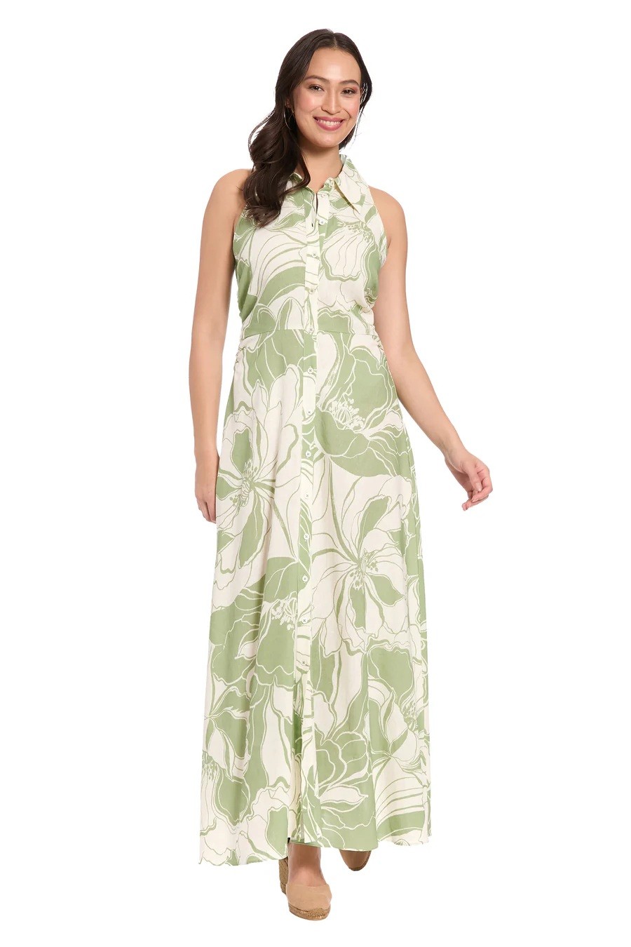 Stella Lorand Stella Lorand Γυναικείο Maxi Φόρεμα Linen Blend Με Botanical Σχέδιο Regular Fit