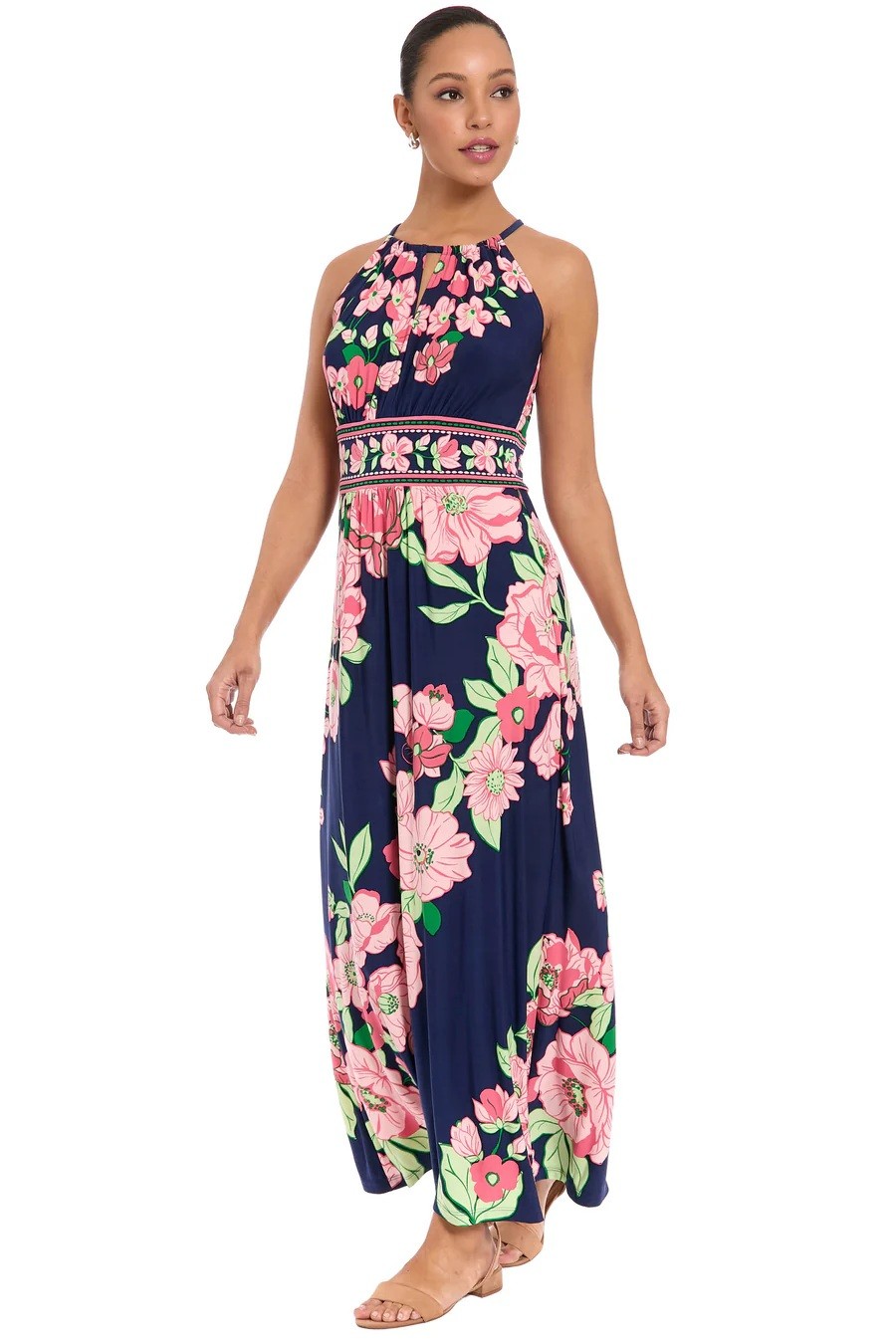 Stella Lorand Stella Lorand Γυναικείο Maxi Φόρεμα Με Halter Λαιμόκοψη Και Floral Σχέδιο - 3