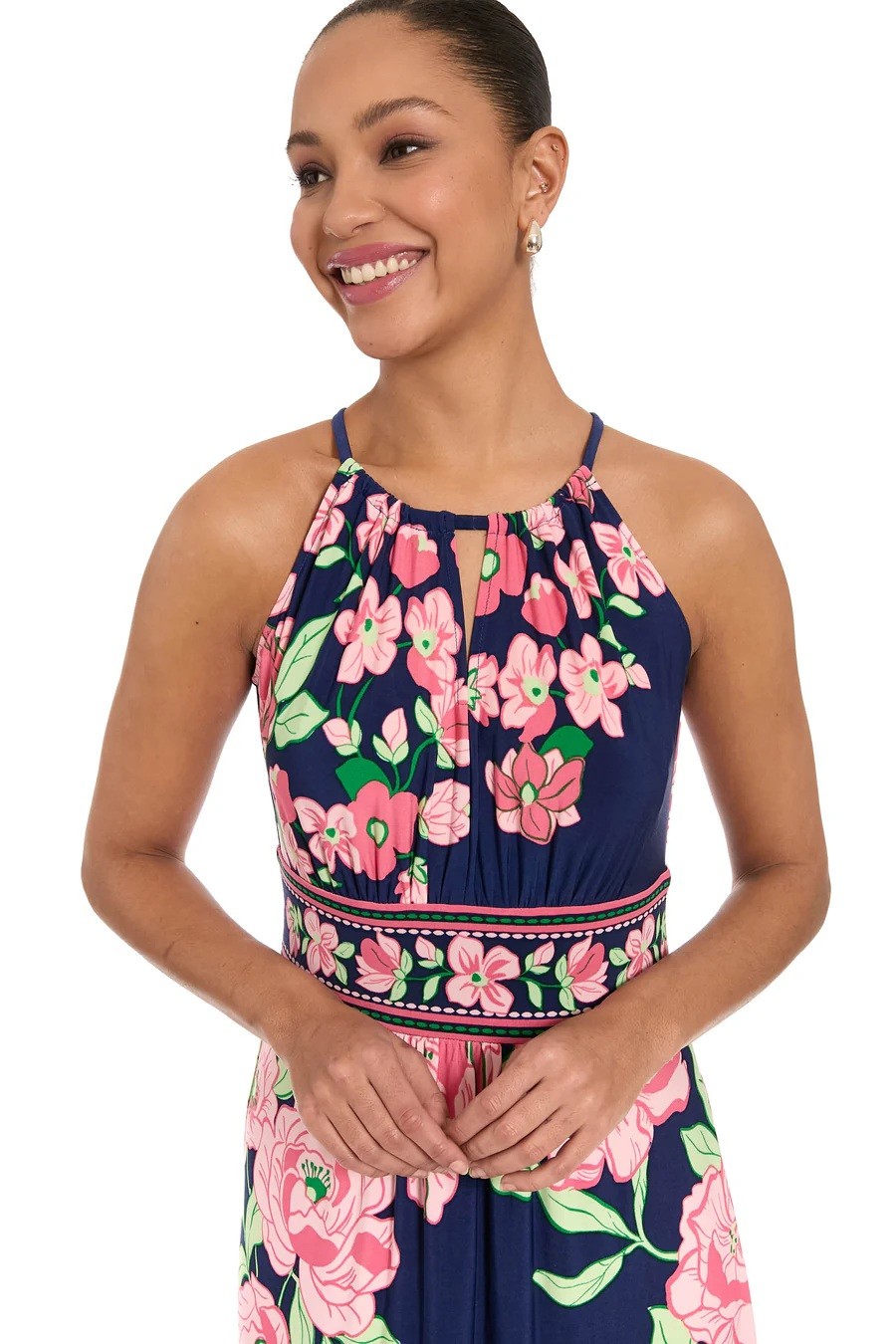 Stella Lorand Stella Lorand Γυναικείο Maxi Φόρεμα Με Halter Λαιμόκοψη Και Floral Σχέδιο - 4