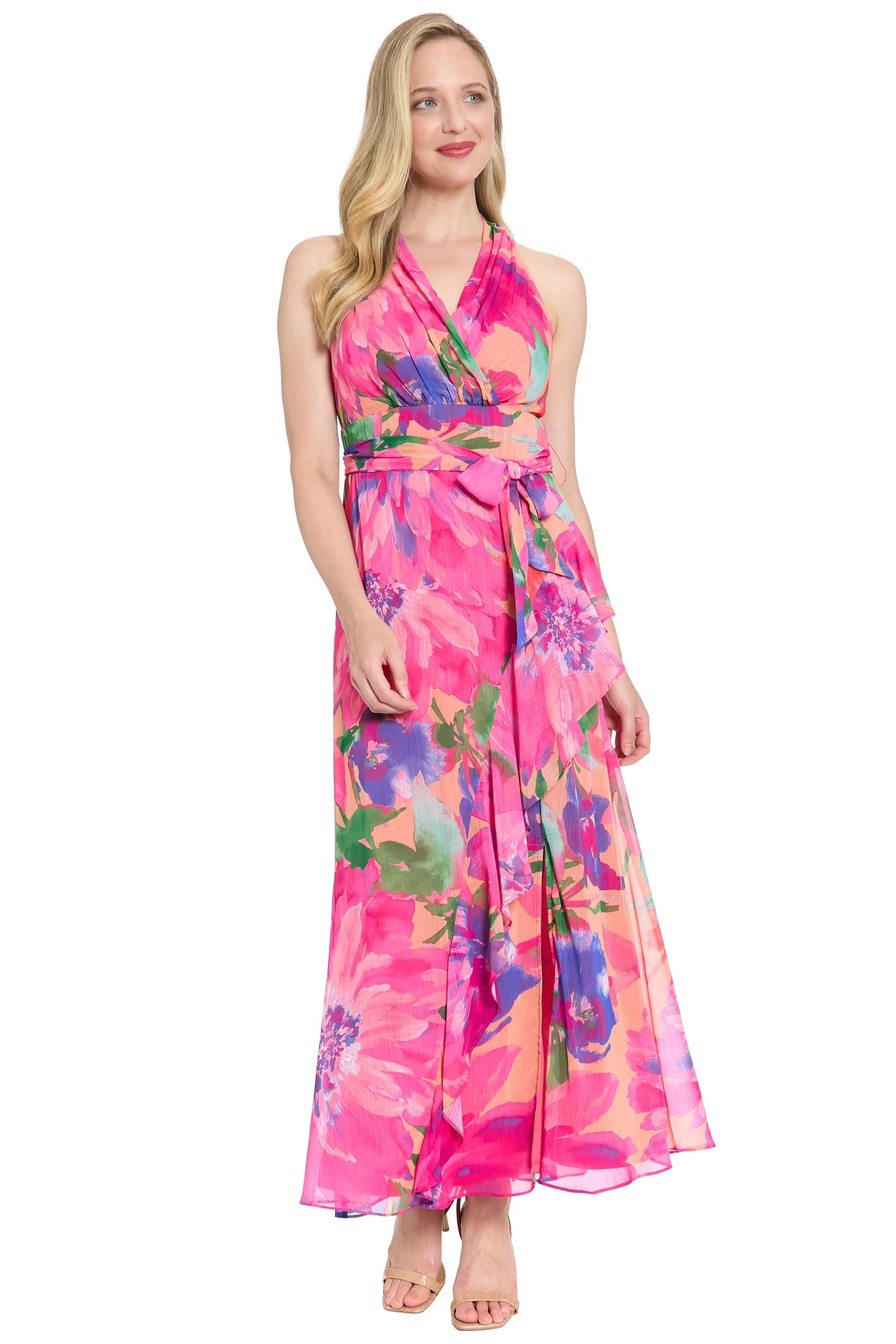 Stella Lorand Stella Lorand Γυναικείο Maxi Φόρεμα Floral Με Halter Λαιμόκοψη
