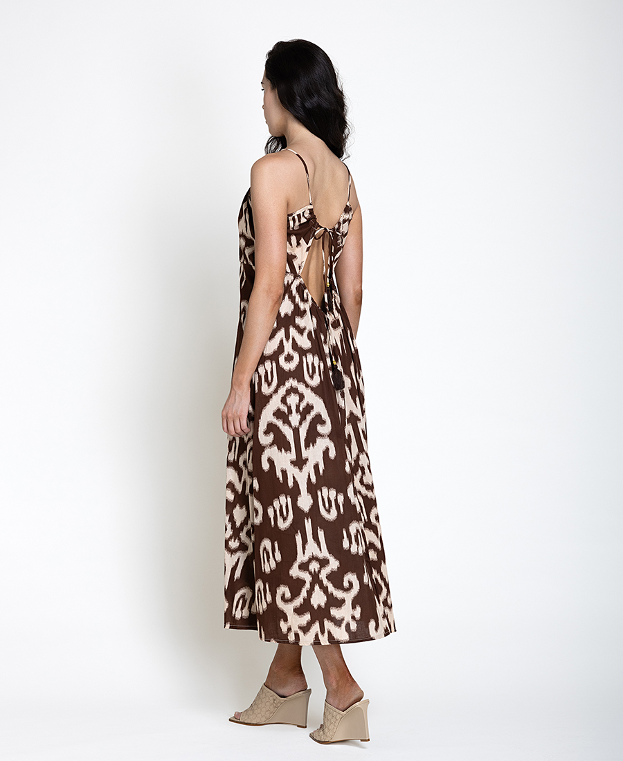 Mina Roo Γυναικείο Βαμβακερό Midi Φόρεμα Με Boho Εμπριμέ Μοτίβο Για All-Day Εμφανίσεις