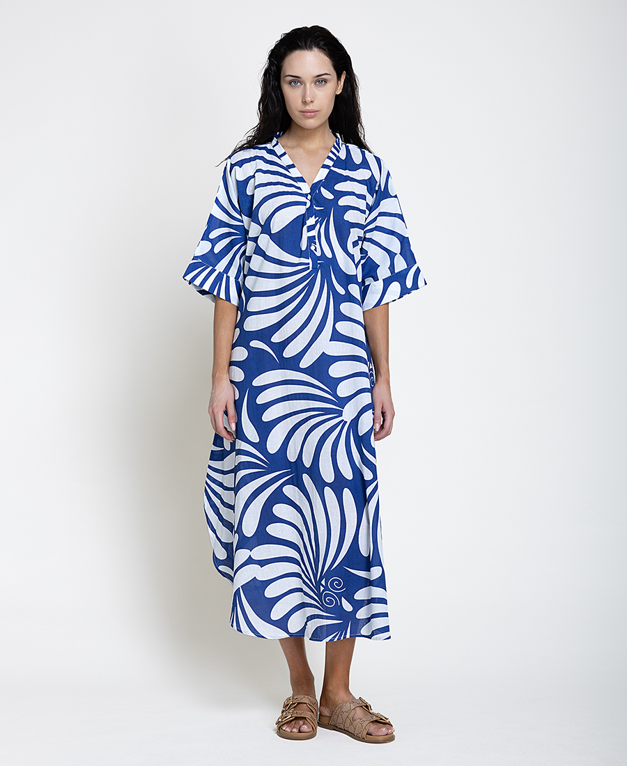 Mina Roo Γυναικείο Βαμβακερό Φόρεμα Tunic Με Tropical Μοτίβο