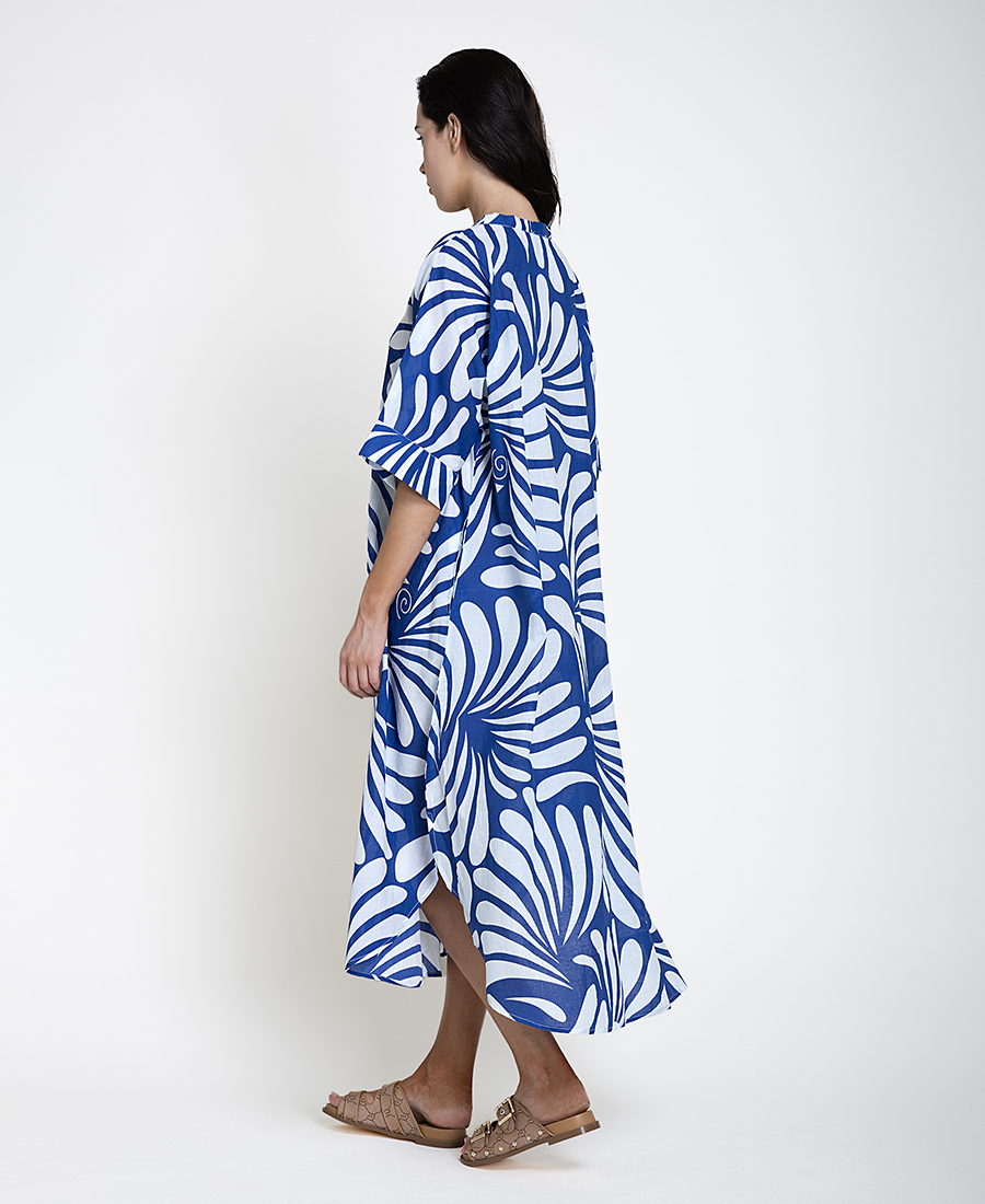 Mina Roo Γυναικείο Βαμβακερό Φόρεμα Tunic Με Tropical Μοτίβο