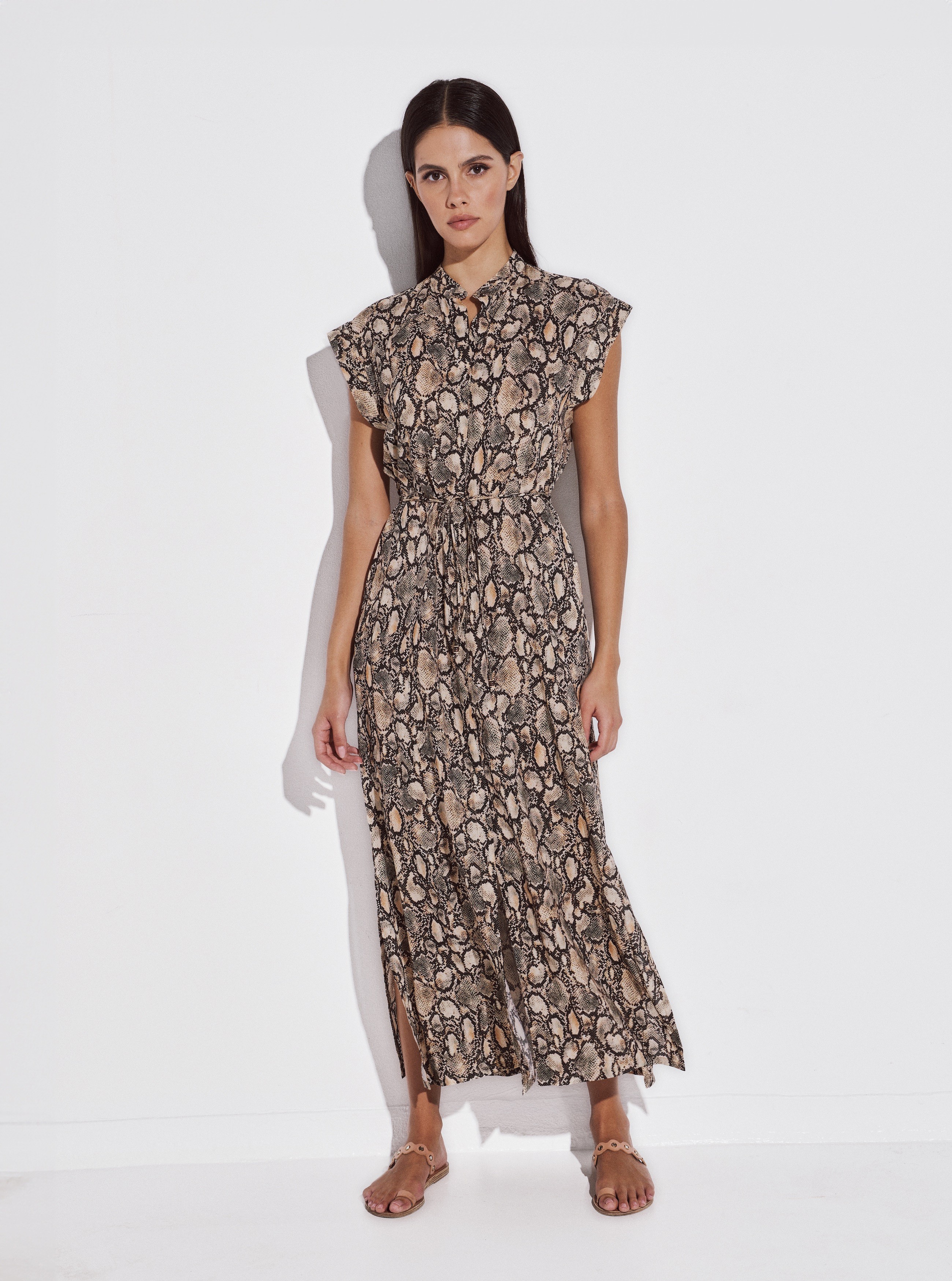 Lida Γυναικείο Maxi Φόρεμα Με Animal Print Σχέδιο