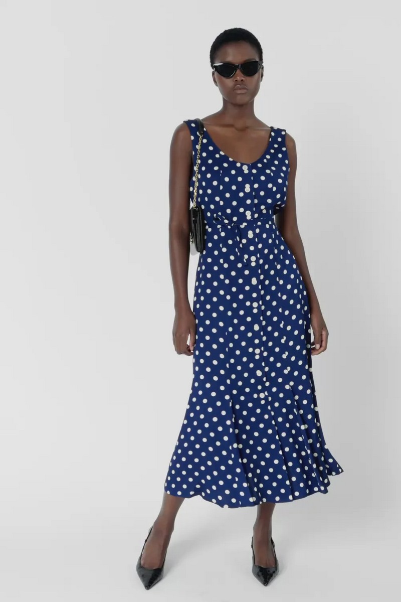Gerard Darel Γυναικείο Φόρεμα Πουά Midi Regular Fit Με Ζώνη