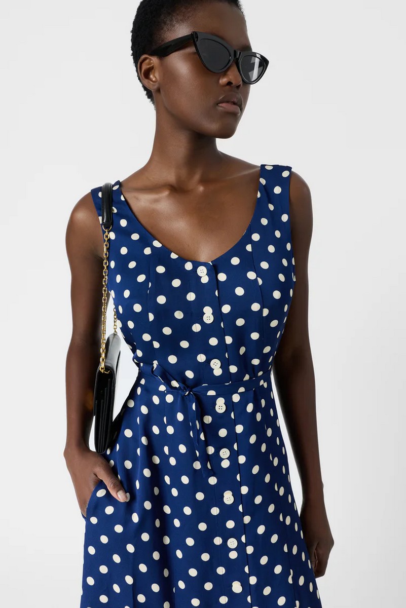 Gerard Darel Γυναικείο Φόρεμα Πουά Midi Regular Fit Με Ζώνη φωτογραφία