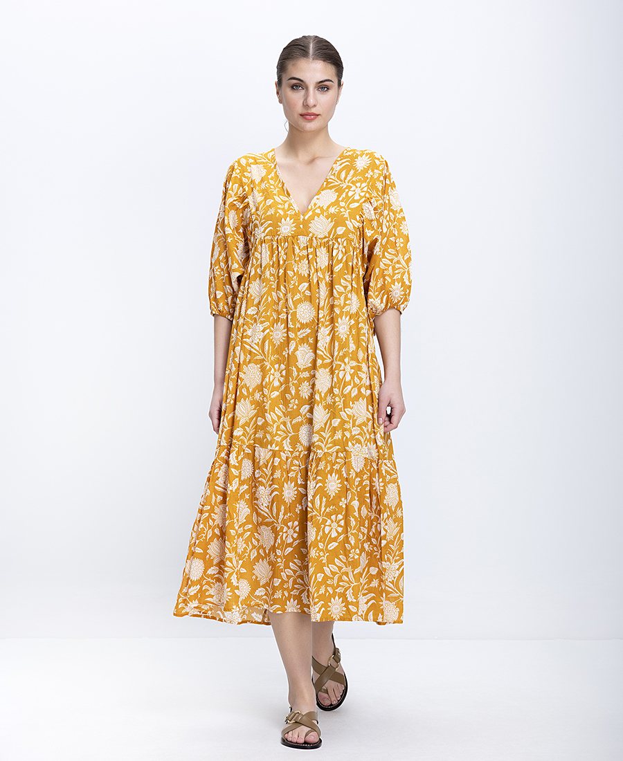 Colores Γυναικείο Midi Φόρεμα Βαμβακερό Με Floral Μοτίβο Loose Fit