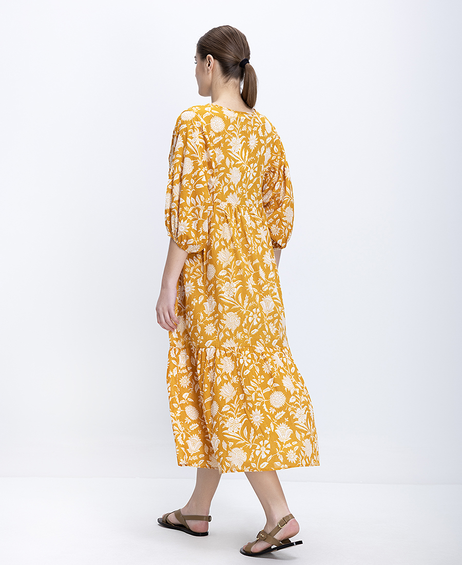 Colores Γυναικείο Midi Φόρεμα Βαμβακερό Με Floral Μοτίβο Loose Fit