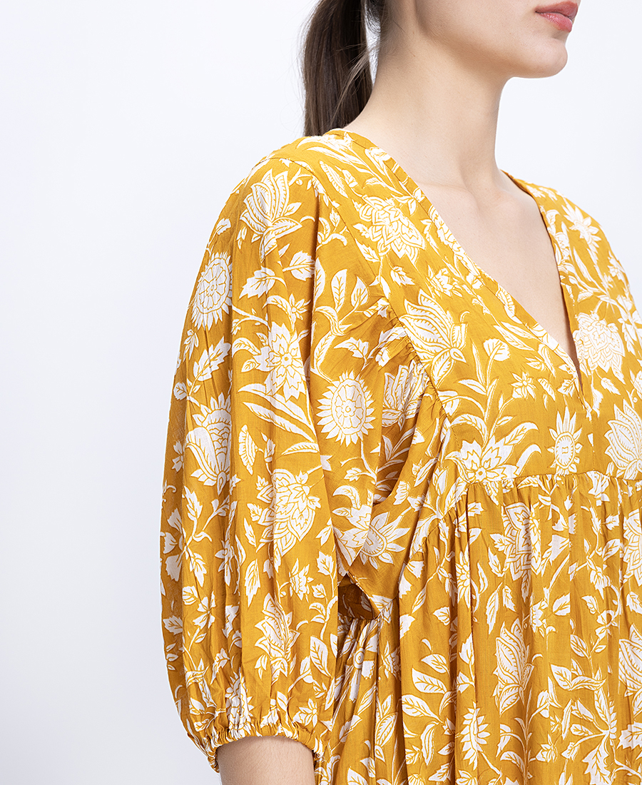 Colores Colores Γυναικείο Midi Φόρεμα Βαμβακερό Με Floral Μοτίβο Loose Fit - 3
