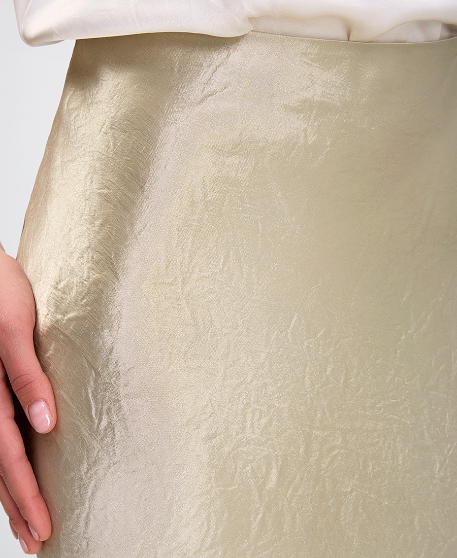 Boss Γυναικεία Φούστα Midi Σατέν Regular Fit σε Μπεζ φωτογραφία