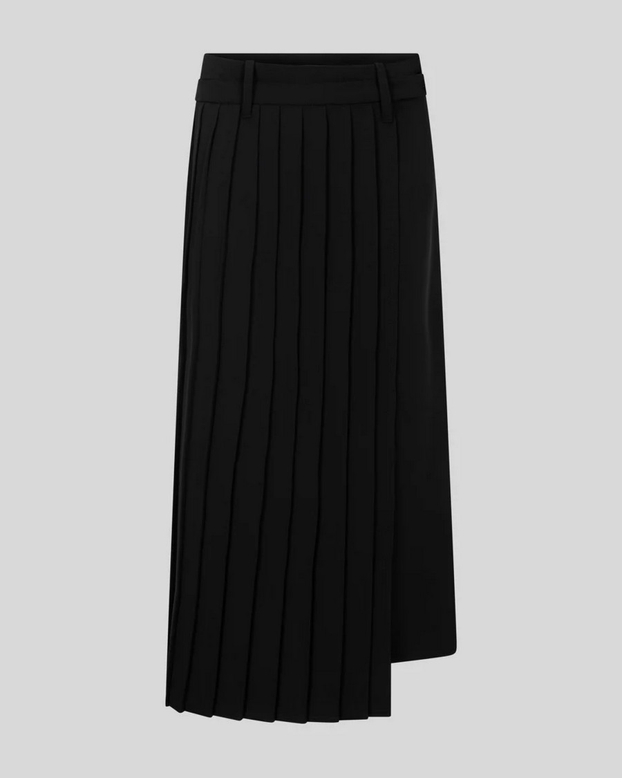 Caractere Γυναικεία Φούστα Πλισέ Asymmetric Fit Σε Κρεπ Μαύρο φωτογραφία