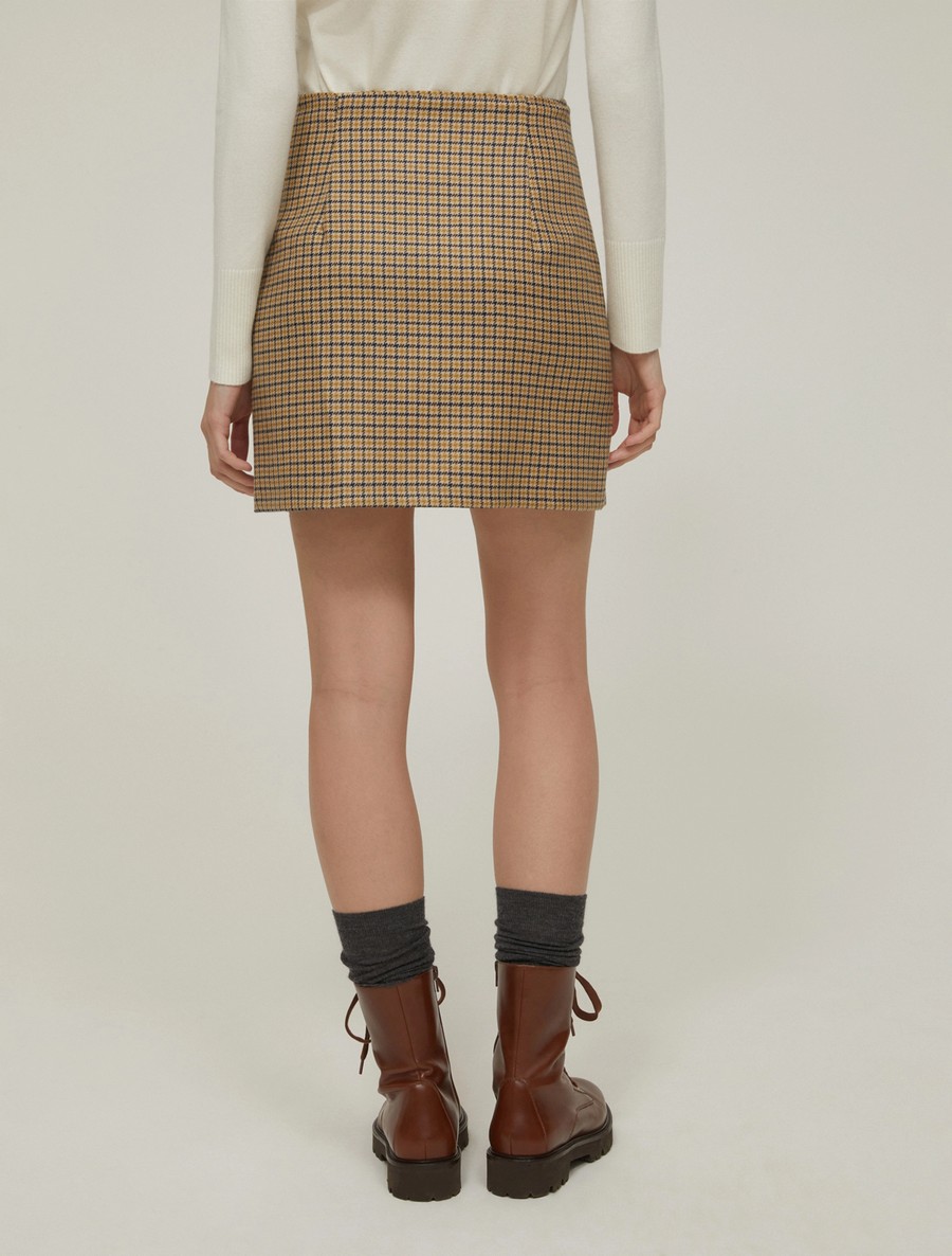 Penny Black Γυναικεία Μίνι Φούστα Μάλλινη Slim Fit σε Καρό Καφέ φωτογραφία