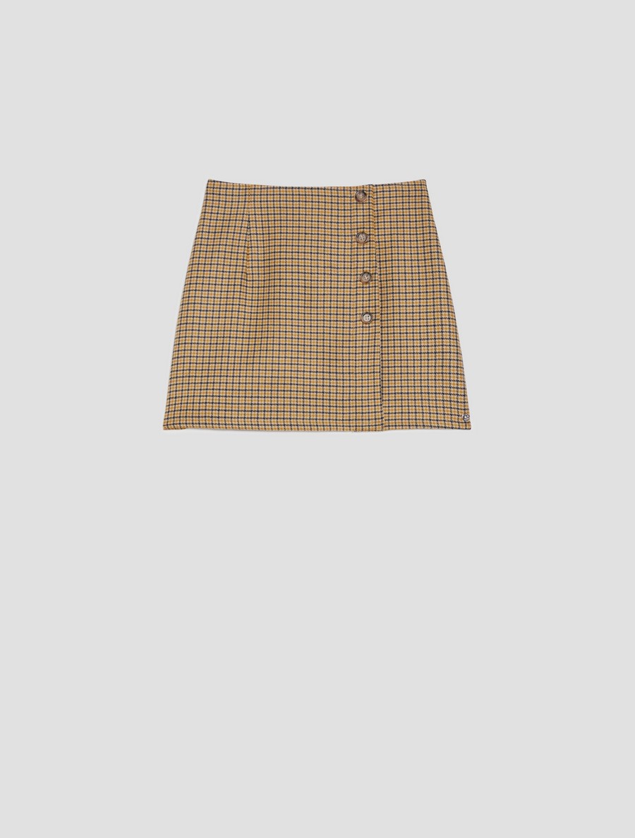 Penny Black Γυναικεία Μίνι Φούστα Μάλλινη Slim Fit σε Καρό Καφέ φωτογραφία