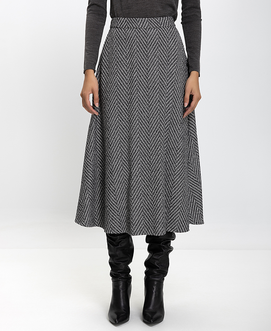 Penny Black Penny Βlack Γυναικεία Φούστα Regular Fit Με Μοτίβο Ψαροκόκκαλο