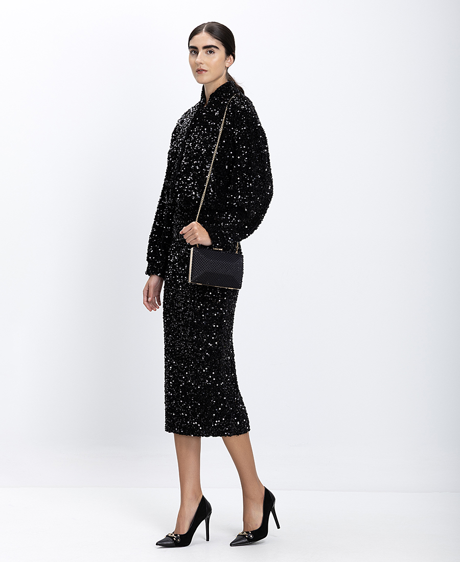 Luckylu Γυναικεία Midi Φούστα Με Παγιέτες Regular Fit φωτογραφία