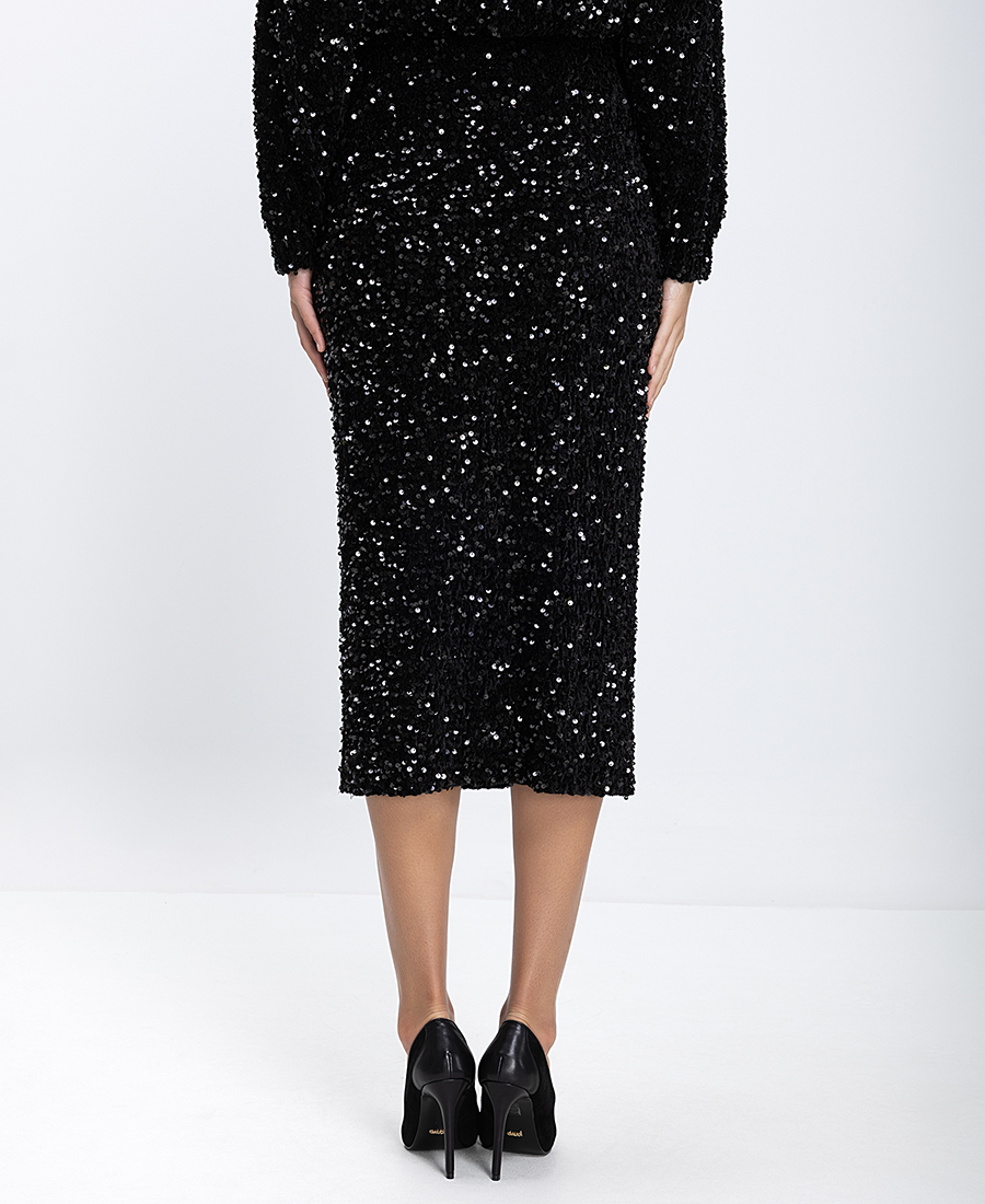 Luckylu Γυναικεία Midi Φούστα Με Παγιέτες Regular Fit φωτογραφία