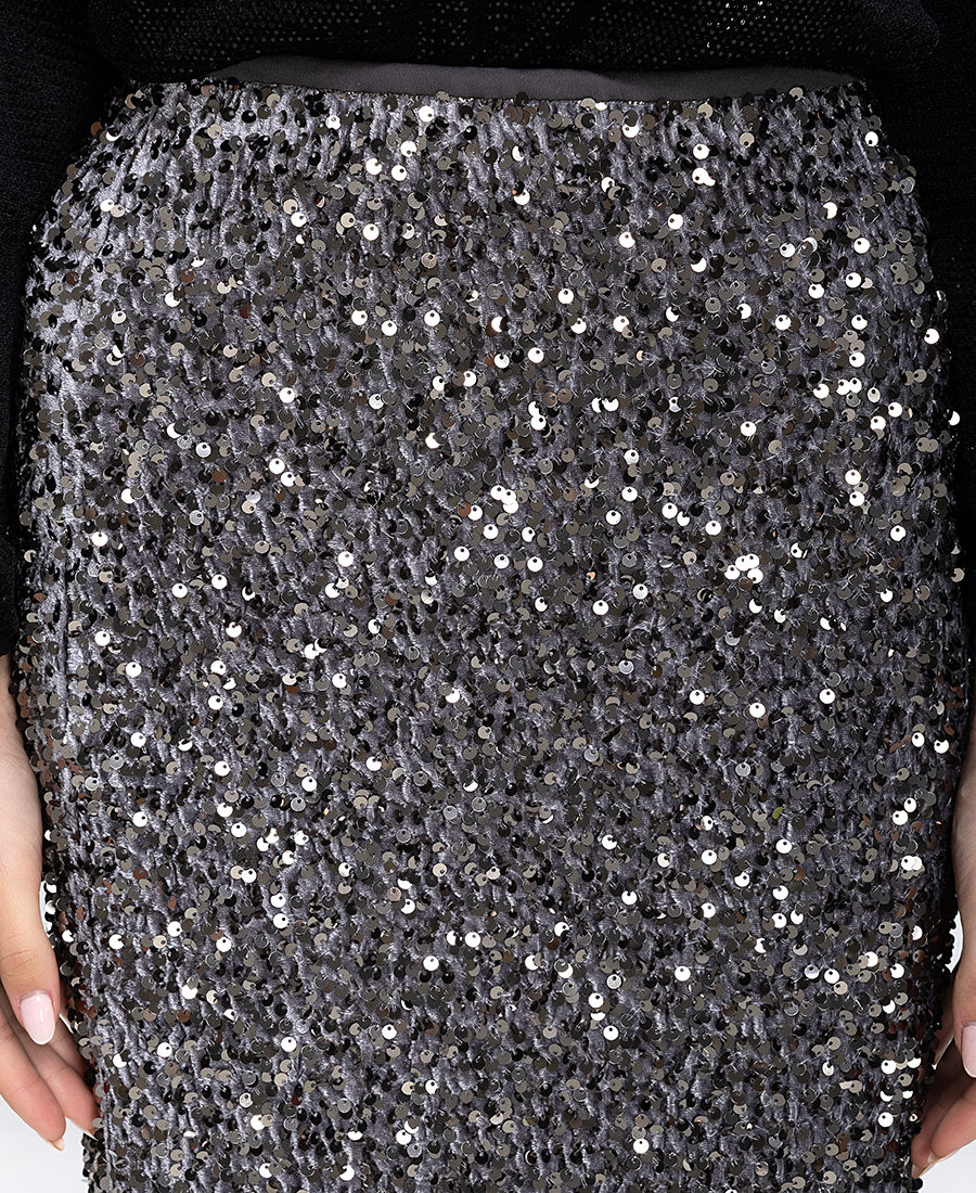 Luckylu Γυναικεία Midi Φούστα Με Παγιέτες Regular Fit φωτογραφία