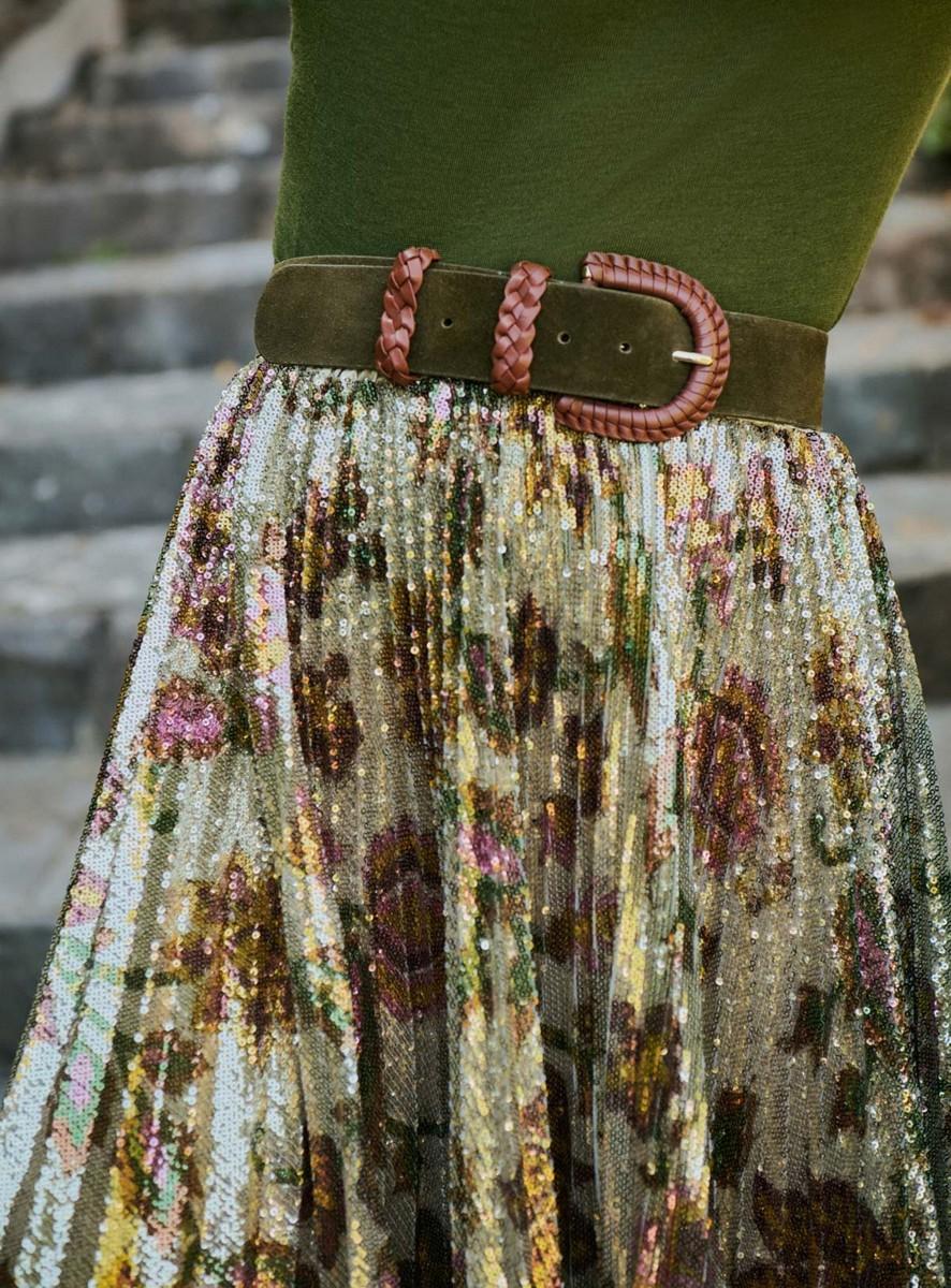 Petite Mendigote Paris Γυναικεία Φούστα Πλισέ Με Παγιέτες Και Floral Σχέδιο φωτογραφία