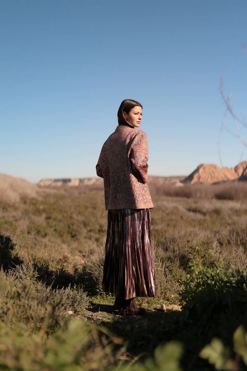 Luna Llena Γυναικεία Φούστα Maxi Regular Fit Μεταλλιζέ Πλισέ Χάλκινη φωτογραφία