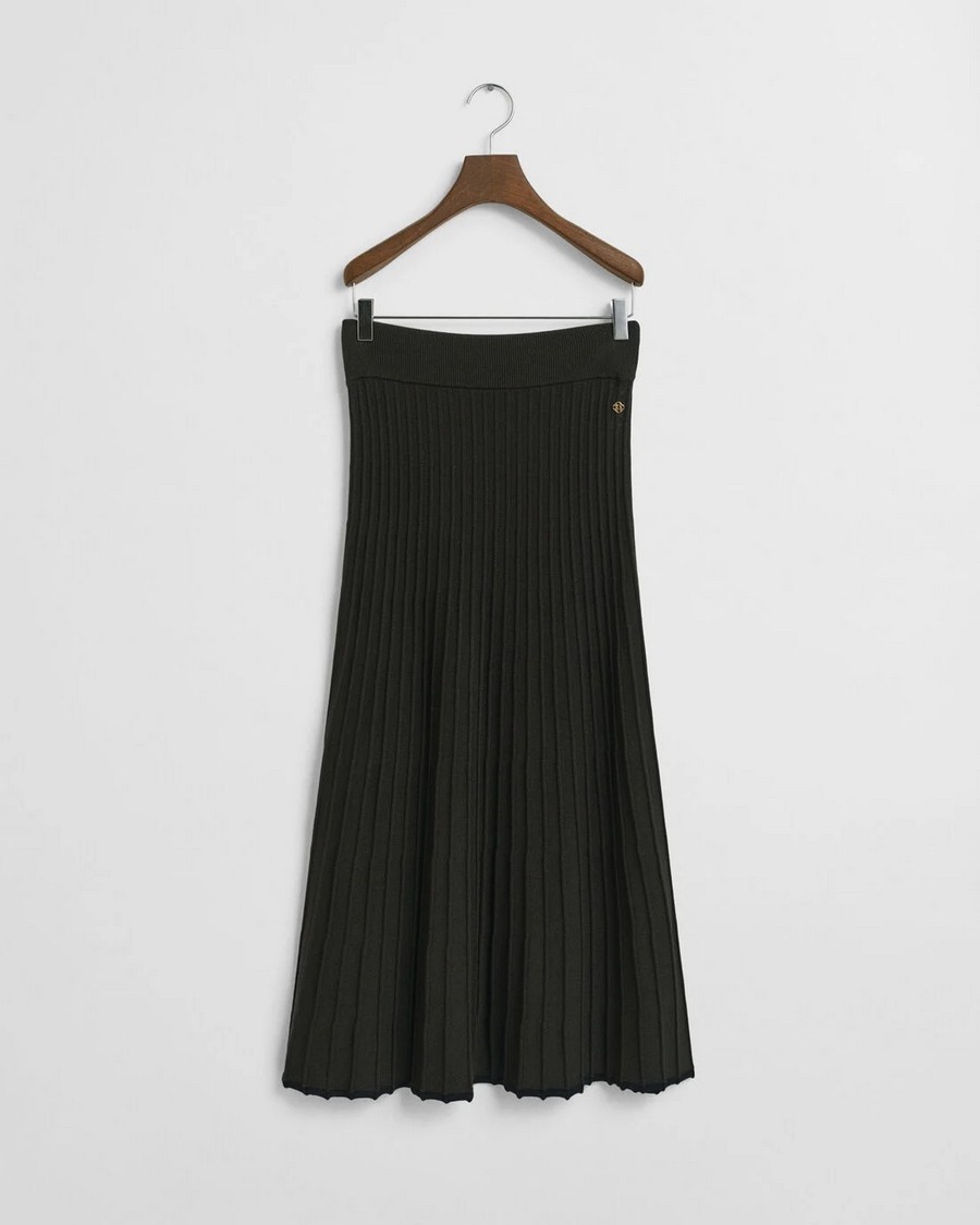 Gant Γυναικεία Φούστα Πλεκτή Rib Με Μονόγραμμα Μαύρη φωτογραφία