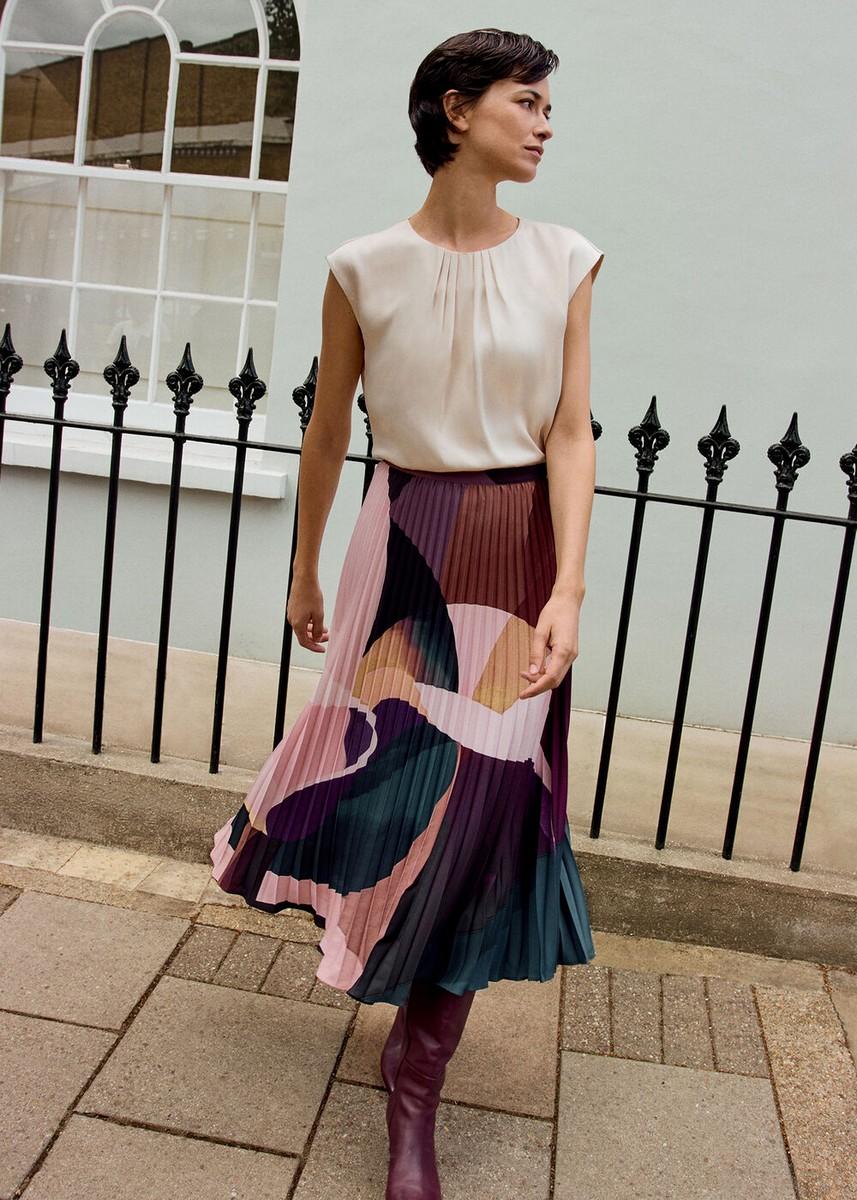 Phase Eight Γυναικεία Φούστα Πλισέ Με Abstract Μοτίβο φωτογραφία