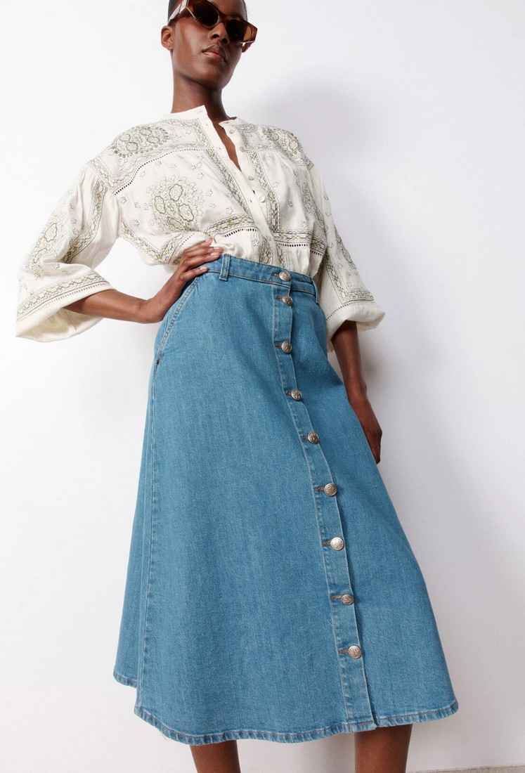 Stella Forest Denim midi skirt