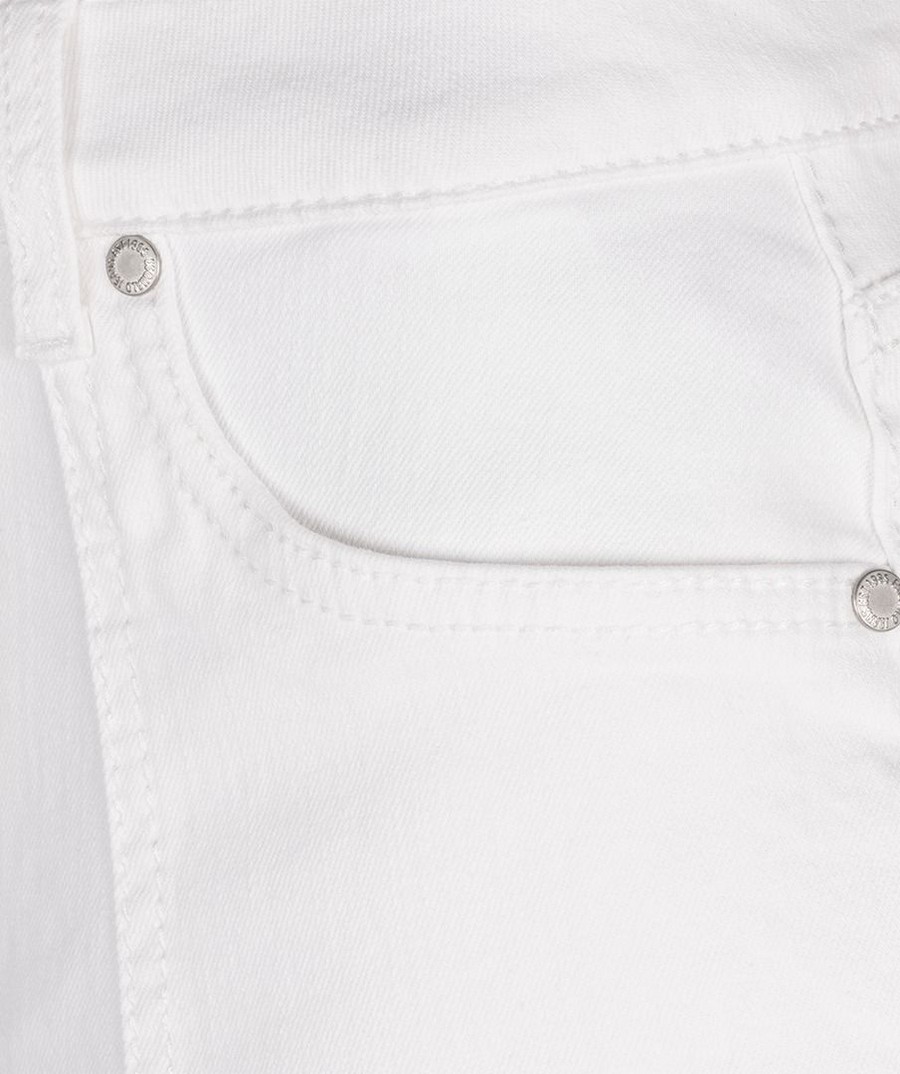 EsQualo Γυναικεία Τζιν Φούστα Midi με Λοξές Τσέπες και Μπροστινό Σκίσιμο σε Λευκό φωτογραφία