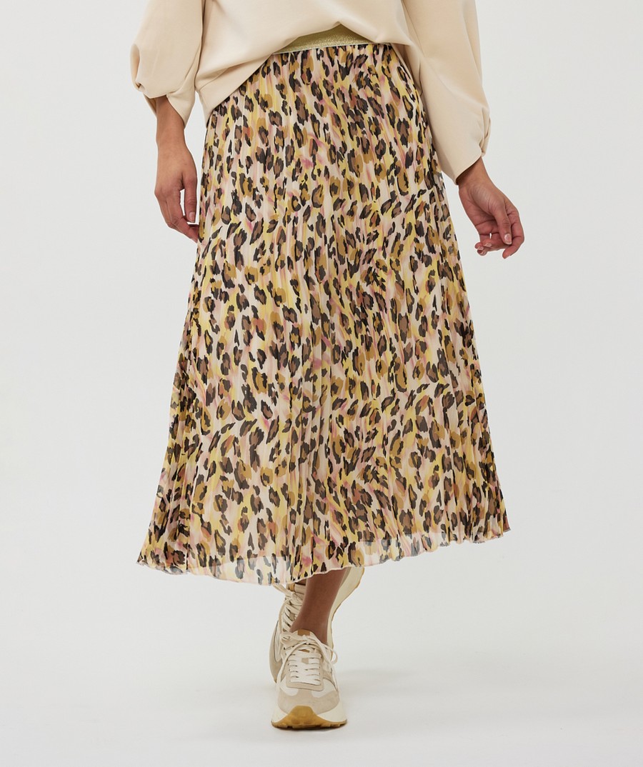 EsQualo Γυναικεία Midi Φούστα Πλισέ με Animal Print φωτογραφία
