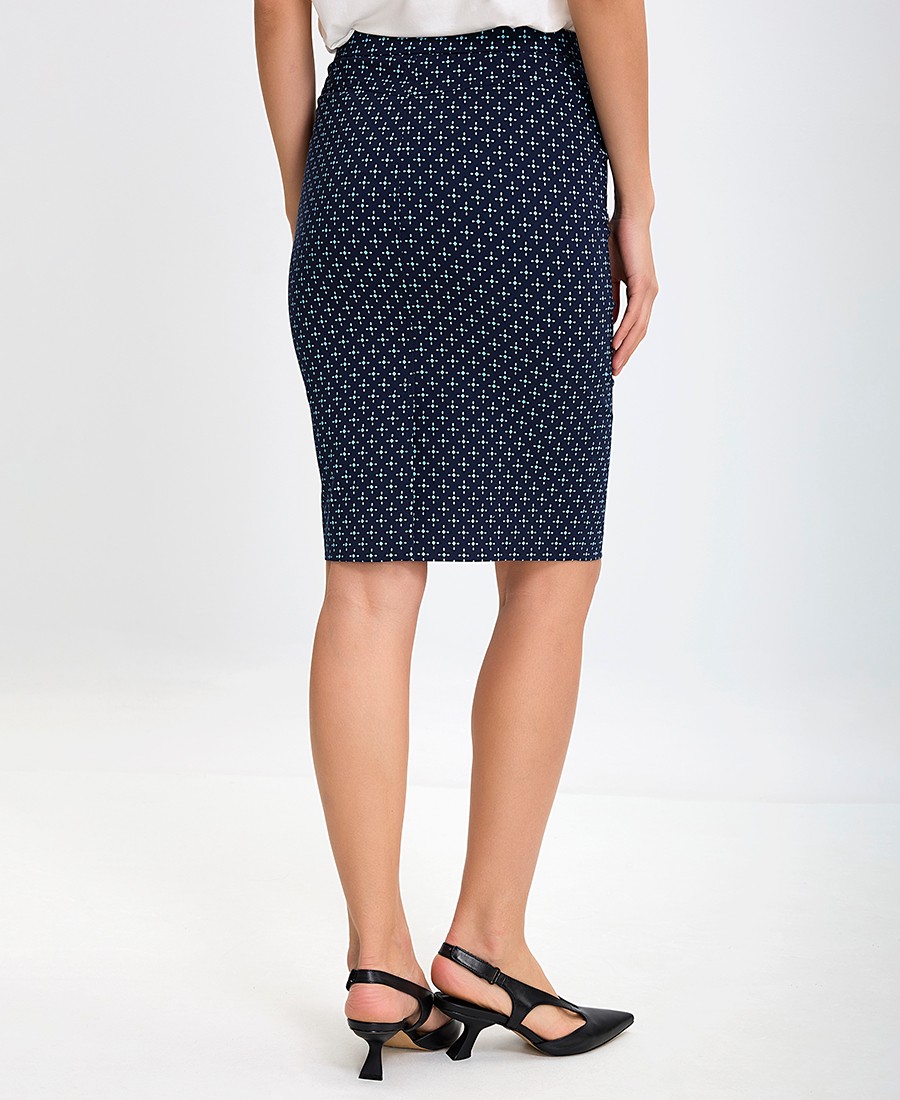 Γυναικεία Ψηλόμεση Φούστα Pencil με Μικρομοτίβο σε Μπλε φωτογραφία