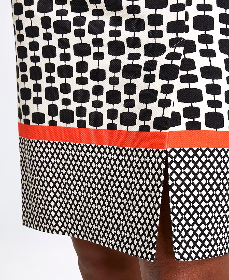 Γυναικεία Φούστα Pencil Βαμβακερή με Γεωμετρικό Print σε Εκρού/Μαύρο φωτογραφία