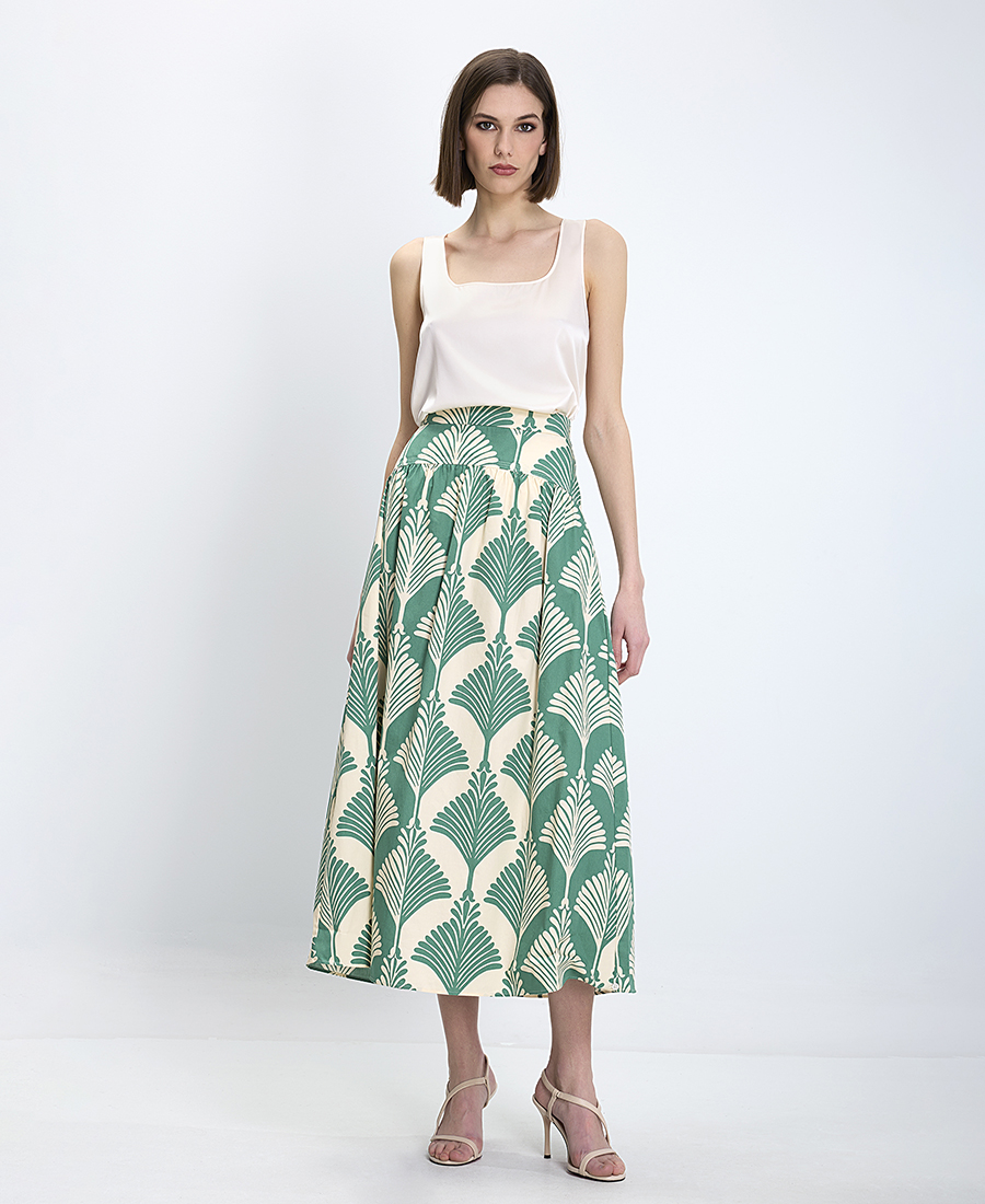 Penny Black Γυναικεία Φούστα Regular Fit Βαμβακερή Με Print Σε Μήκος Midi