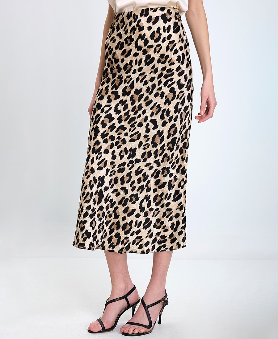 In Linea Firenze In Linea Firenze Γυναικεία Σατέν Φούστα Regular Fit Με Animal Print