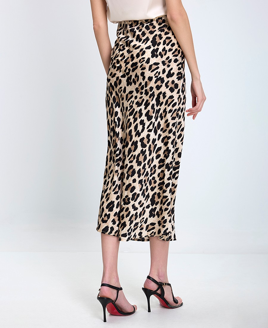 In Linea Firenze Γυναικεία Σατέν Φούστα Regular Fit Με Animal Print φωτογραφία