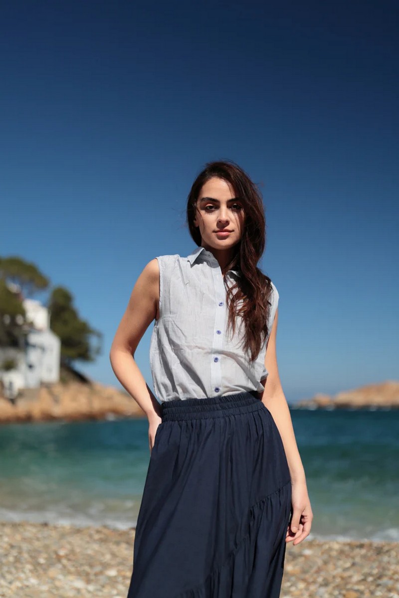 Luna Llena Γυναικεία Μακριά Φούστα με Βολάν Regular Fit σε Μπλε φωτογραφία