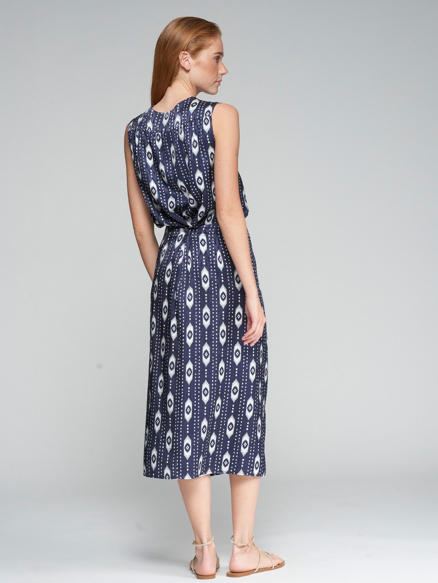 Vilagallo Γυναικεία Φούστα Midi με Jacquard Ikat Print Regular Fit σε Μπλε φωτογραφία