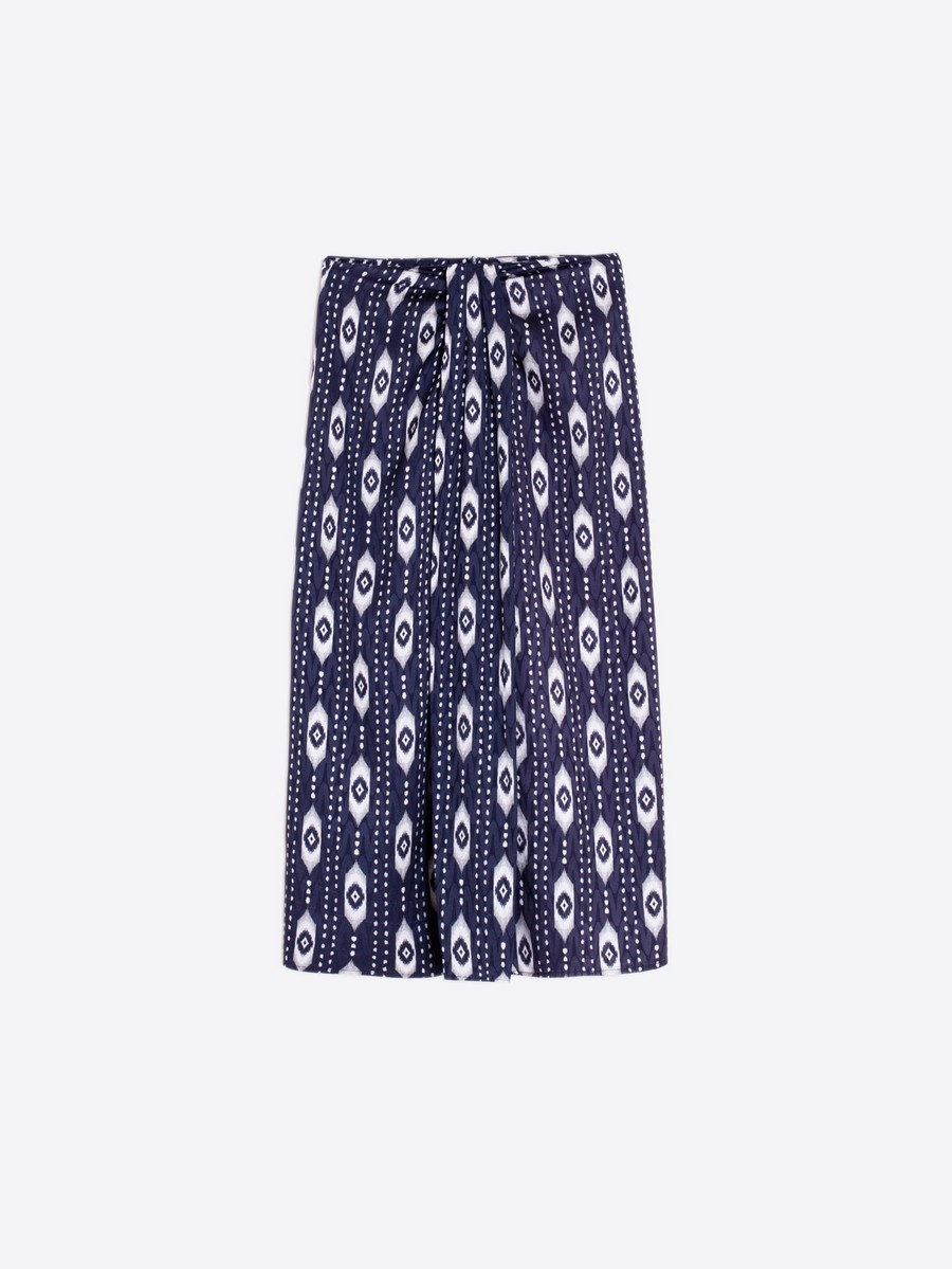 Vilagallo Γυναικεία Φούστα Midi με Jacquard Ikat Print Regular Fit σε Μπλε φωτογραφία