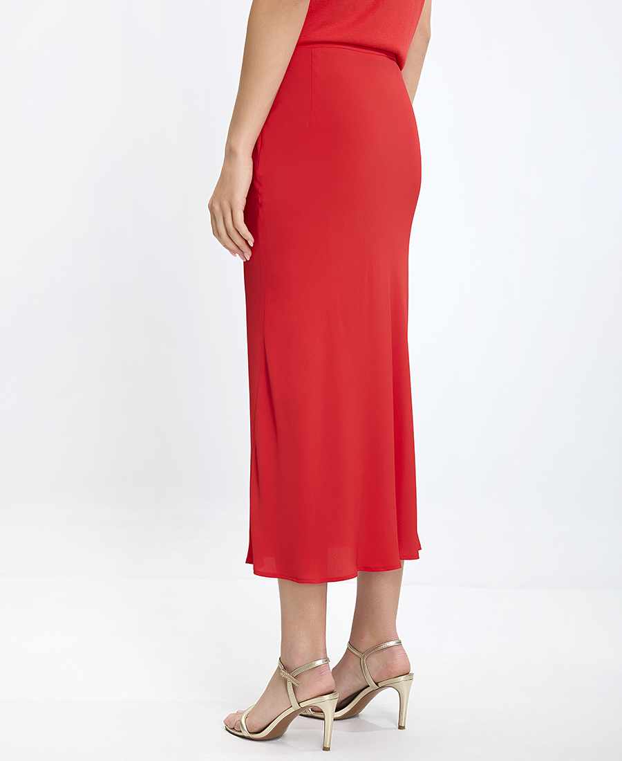 Seventy Venezia Γυναικεία Φούστα Midi με Σατινέ Υφή Slim Fit σε Κόκκινο φωτογραφία