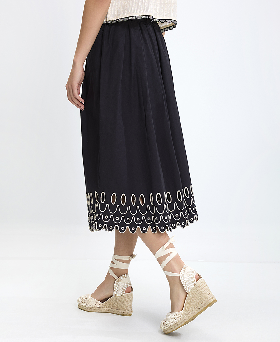 19.70 Γυναικεία Φούστα Regular Fit με Κέντημα και Κορδόνι στη Μέση φωτογραφία