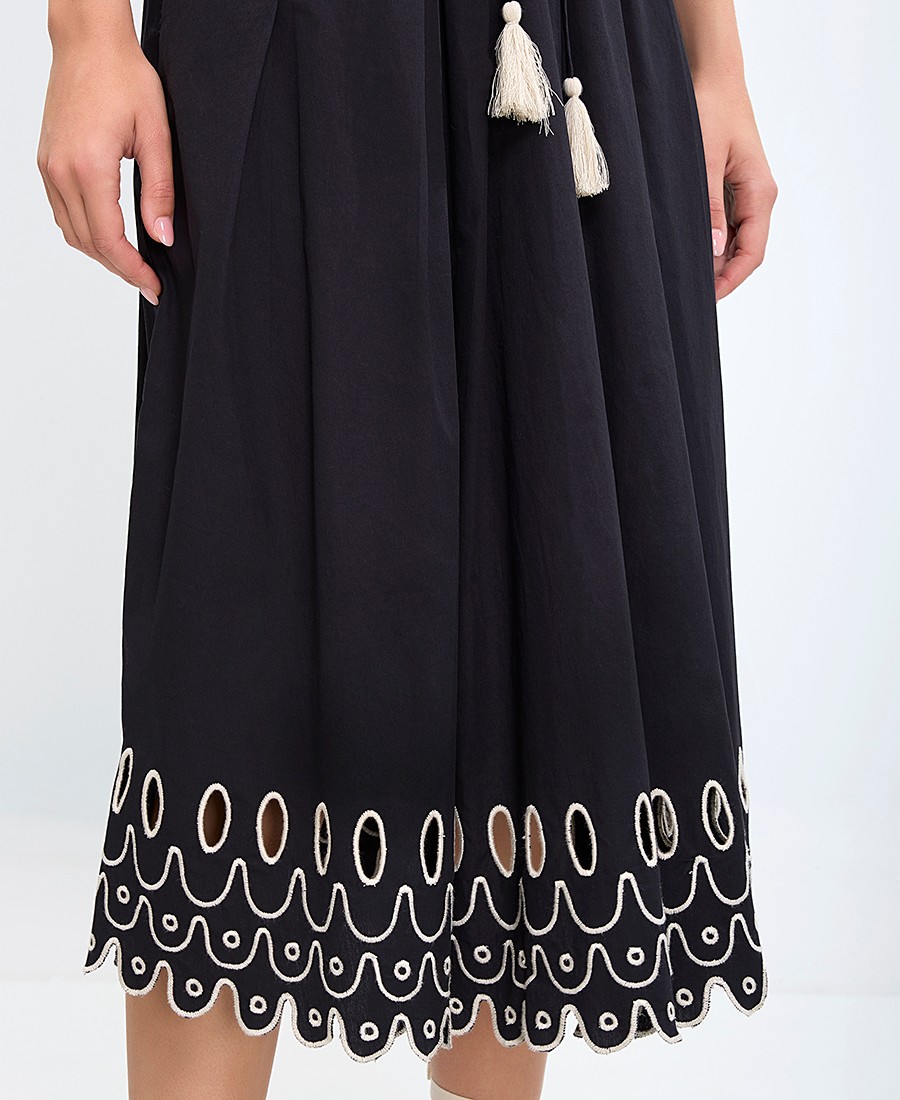 19.70 Γυναικεία Φούστα Regular Fit με Κέντημα και Κορδόνι στη Μέση φωτογραφία