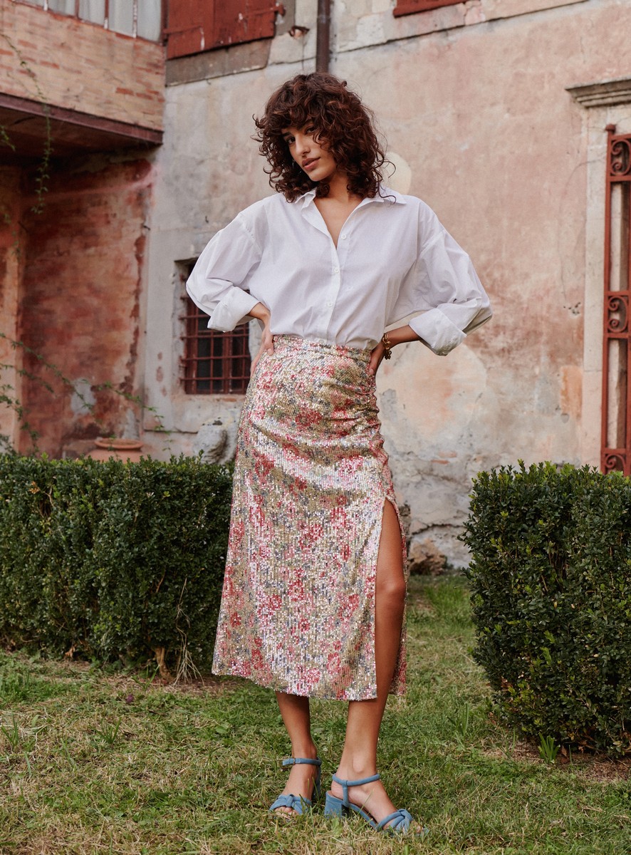 Petite Mendigote Γυναικεία Midi Φούστα Floral με Μπροστινό Άνοιγμα Regular Fit φωτογραφία