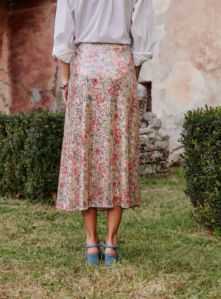 Petite Mendigote Γυναικεία Midi Φούστα Floral με Μπροστινό Άνοιγμα Regular Fit φωτογραφία