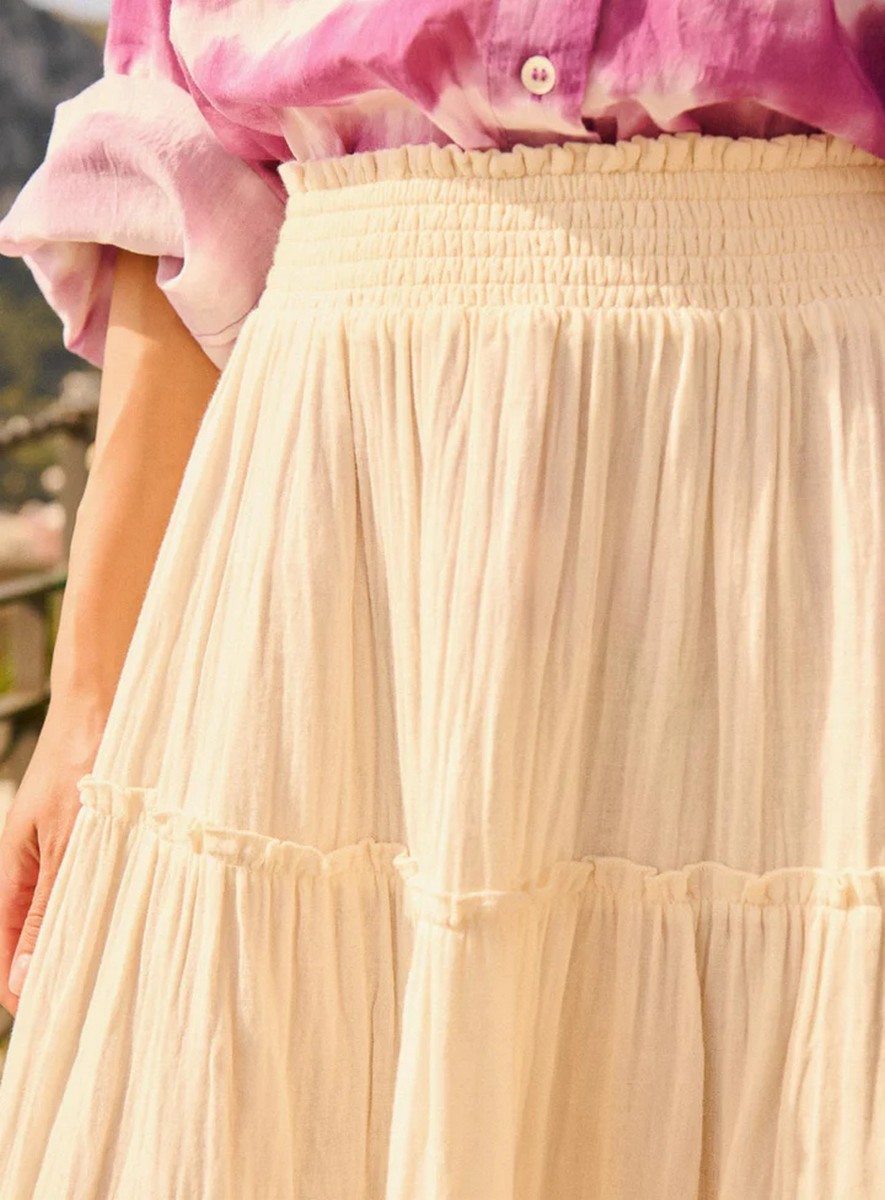 Petite Mendigote Γυναικεία Φούστα με Λάστιχο και Αέρινη Γάζα Regular Fit σε Εκρού φωτογραφία