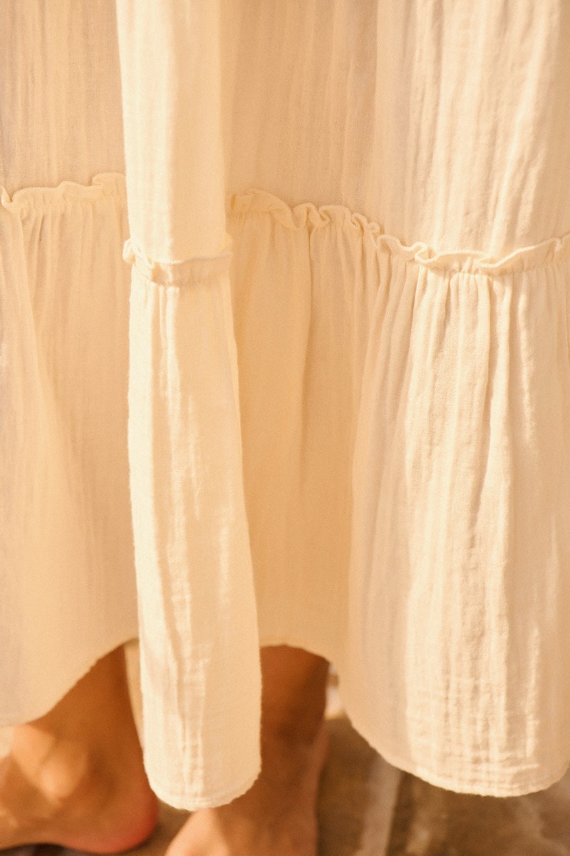 Petite Mendigote Γυναικεία Φούστα με Λάστιχο και Αέρινη Γάζα Regular Fit σε Εκρού φωτογραφία